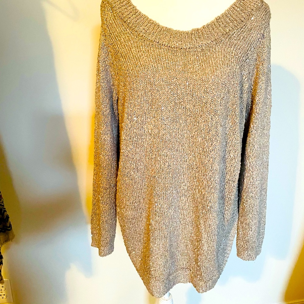 Gorgeous gold sweater with a splash of sparkle!
